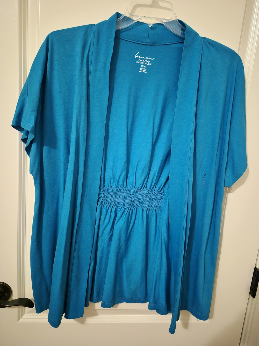 Lane Bryant Teal Open-Front Short-Sleeve Cardigan